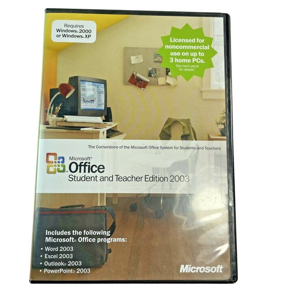 Microsoft Office Student And Teacher Edition 2003 For Windows XP & 2000 PC CD